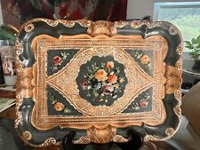 Usado, Bandeja de madeira floral ornamentada pintada à mão vintage feita à mão Firenze, Itália 11,5” x 8,5” comprar usado  Enviando para Brazil