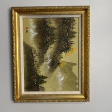 Paisaje pintura al óleo estilo asiático original - arte de pared texturizado, firmado y enmarcado segunda mano  Embacar hacia Mexico
