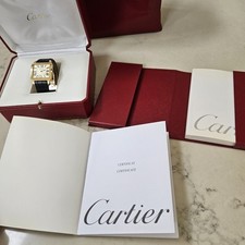 Relógio de couro Cartier Santos grande Dumont 2649 ouro amarelo 18K mostrador champanhe comprar usado  Enviando para Brazil