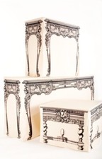 Toalha de mesa Trompe L'oeil console francês, capa de mesa retangular creme, RARA!! comprar usado  Enviando para Brazil