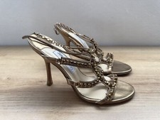 Sandálias Jimmy Choo Keen com tiras e joias douradas enfeitadas salto tamanho 39,5, usado comprar usado  Enviando para Brazil