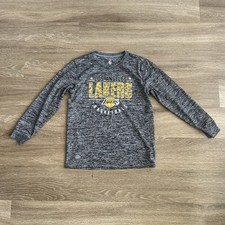 Camiseta NBA Los Angeles Lakers cinza carvão aquecimento prática juvenil grande 14-16 comprar usado  Enviando para Brazil