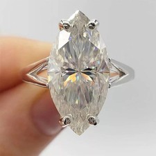 Anel solitário de diamante branco corte marquesa certificado 3,00 quilates - ótimo brilho comprar usado  Enviando para Brazil