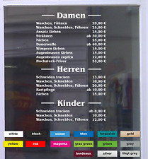 Preisliste friseur schaufenste gebraucht kaufen  Göttin, -Neustadt