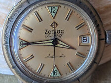 Vintage 1960 Zodiac Sea Wolf Diver com Patina, Coroa Assinada, Funciona PARA PEÇAS/REPARO, usado comprar usado  Enviando para Brazil