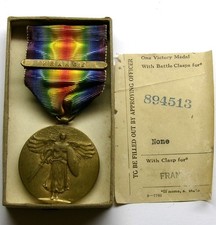 DE COLECCIÓN WW I 1920 EE. UU. Medalla Militar Victoria en Caja con Barra Francia NUMERADA segunda mano  Embacar hacia Mexico