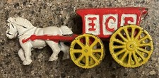 Carroça de gelo vintage anos 50 ferro fundido cavalo branco puxado brinquedo treinador de palco  comprar usado  Enviando para Brazil