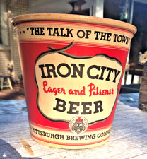 Usado, Antiga banheira balde de gelo Iron City Lager Pilsener Beer Pittsburgh PA encerada lírio-tulipa comprar usado  Enviando para Brazil