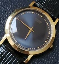 Mostrador preto Seiko vintage, com marcadores de eixo dourado, novo cristal e nova pulseira de lagarto comprar usado  Enviando para Brazil