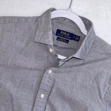 Camisa Polo Ralph Lauren Masculina SP Botão para Cima Ajuste Clássico Cinza Elástico, usado comprar usado  Enviando para Brazil