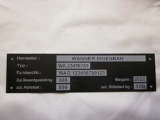 Typenschild anhänger kfz gebraucht kaufen  Schramberg