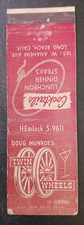 Livro de fósforos vintage CAPA DE FÓSFOROS Doug Munroe's Twin Wheels restaurante bar Long Beach CA comprar usado  Enviando para Brazil
