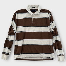 Camisa polo masculina de rugby Abercrombie & Fitch tamanho médio listra marrom algodão comprar usado  Enviando para Brazil