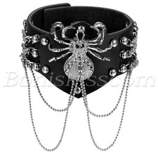 Pulseira masculina de couro preto punk corrente de aranha bracelete ajustável comprar usado  Enviando para Brazil