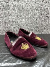 Chinelos Sulka Crown bordados de veludo Borgonha masculino tamanho 8.5/9.5 comprar usado  Enviando para Brazil