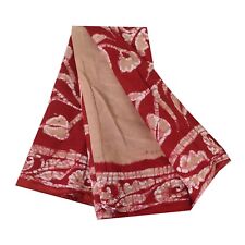 Tecido Sanskriti Vintage Sarees Marrom/Vermelho Algodão Puro Estampado Batik Sari 5+Yd, usado comprar usado  Enviando para Brazil