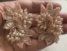 Clipes de sapato extravagantes VINTAGE pérola e lantejoulas PÊSSEGO - ACESSÓRIOS E340 comprar usado  Enviando para Brazil