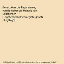 Gesetz registrierung betrieben gebraucht kaufen  Trebbin