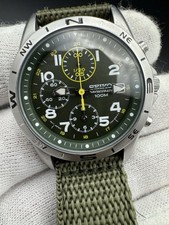 Relógio masculino Seiko 7T92-0DX0 mostrador verde militar e pulseira, usado comprar usado  Enviando para Brazil