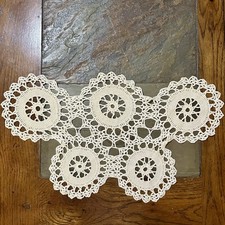 Mesa de cabeceira 18x11" vintage guardanapo marfim crochê medalhão roda flor recortada, usado comprar usado  Enviando para Brazil