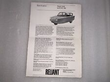 Vintage spec sheet for sale  NEWHAVEN