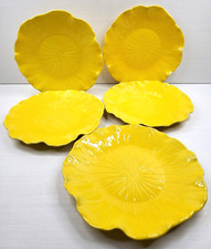 Lote de 5 platos de cena Metlox Lotus amarillo brillante amarillo brillante hojas en relieve vieira segunda mano  Embacar hacia Mexico