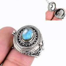 Anel venenoso feito à mão folheado a prata 925 Firey Labradorite tamanho 8,5 EUA comprar usado  Enviando para Brazil