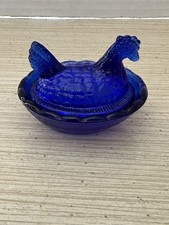 Minúscula mini miniatura de sal de galinha no ninho azul cobalto Royal Trinket comprar usado  Enviando para Brazil