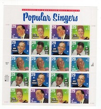1994 29 centavos Cantores Populares Folha Completa de 20, Scott #2849-2853, Estado Perfeito Novo em folha comprar usado  Enviando para Brazil
