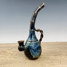 Usado, 11,4" porcelana antiga dinastia forno exushan esmalte preto Fambe lâmpada a óleo estátua comprar usado  Enviando para Brazil
