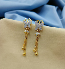 Brincos pendentes de borboleta folheados a prata e ouro com diamantes americanos para presente comprar usado  Enviando para Brazil