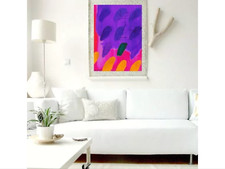 Decoração de Parede Contemporânea, Pintura Abstrata ROXA FP, Tela Acrílica, Arte Moderna comprar usado  Enviando para Brazil