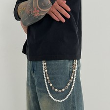 Para Hombres Cleanfit Perla Cuentas Cartera Cadena Llavero Jeans Pantalones Cadena Y2K Bolso Cadena segunda mano  Embacar hacia Mexico