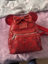 Mini Mochila Mochila Mochila Loungefly Minnie Mouse Disney Lantejoulas Vermelhas Novo com etiquetas comprar usado  Enviando para Brazil