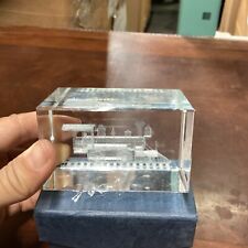 Train Paperweight 3x2 Laser Cut Crystal Block Railroad Locomotive W/ Box, usado comprar usado  Enviando para Brazil