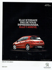 publicité Advertising 0923 2010   Peugeot 308 GTI  THP  Rouge elle y  arrive, usado comprar usado  Enviando para Brazil