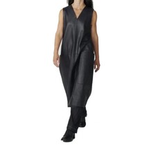 Novo Vestido Longo Feminino Macio Couro de Cordeiro Preto Decote V Estilo Kurta Tipo Conforto comprar usado  Enviando para Brazil