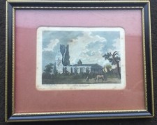 Gravura colorida emoldurada com estampa antiga Alderton Church Suffolk datada de 1785 comprar usado  Enviando para Brazil