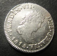 Moeda de prata espanhola meia real 1818 Ferdinand VII comprar usado  Enviando para Brazil