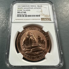 (2013) Medalha de Bronze 38mm, White Mountain Apache Code Talkers, NGC MS67 RD (85987) comprar usado  Enviando para Brazil