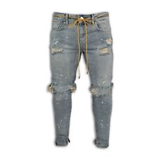 Calça jeans skinny casual masculina rasgada desgastada elástica slim fit comprar usado  Enviando para Brazil