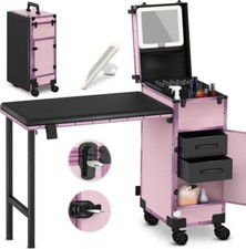 Usado, Mesa de manicure portátil rolante com 2 gavetas, espelho e organizador de esmalte comprar usado  Enviando para Brazil