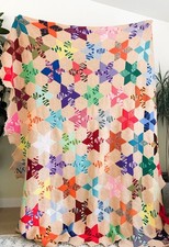 Usado, Cobertor de crochê vintage 84x90 feito à mão padrão estrela afegão multicolorido comprar usado  Enviando para Brazil