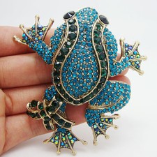 Usado, Broche exclusivo pingente de sapo de olhos pretos animal azul verde strass cristal comprar usado  Enviando para Brazil