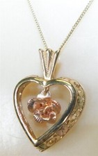 Colar J7/214 ouro 10K 18" com pingente de coração e centro de ouro rosa, usado comprar usado  Enviando para Brazil