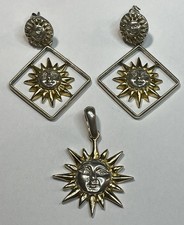 Brincos e pingente folheados a ouro 18k de prata esterlina e rosto de sol Sergio Bustamante comprar usado  Enviando para Brazil