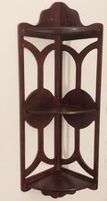 Prateleira de parede vintage estilo art déco manchada de nogueira 3 camadas canto 23,5" de altura comprar usado  Enviando para Brazil