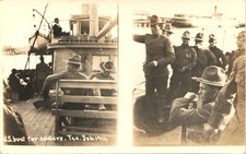 SOLDADOS DOS EUA BARCO Texas TX foto real cartão postal rppc guerra de fronteira do México comprar usado  Enviando para Brazil
