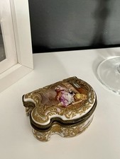 Antiga caixa de bugigangas Frankenthal pintada à mão e dourada porcelana comprar usado  Enviando para Brazil