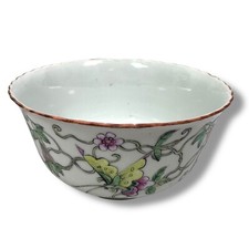 Tigela de porcelana chinesa antiga vintage borboleta branca floral pintada à mão 5" comprar usado  Enviando para Brazil